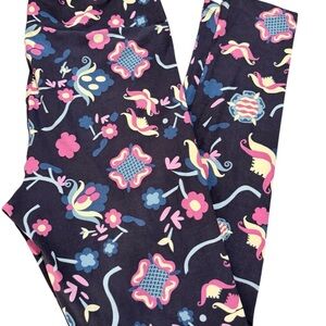 LuLaRoe Women's Leggings‎ with Pink and Blue TC Pattern